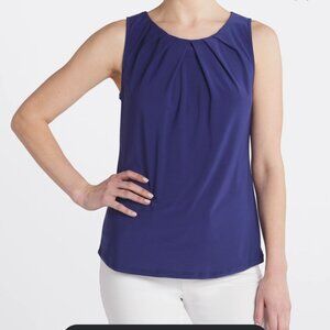 Beacon Ademir Pleated Sleeveless Knit Top- blue